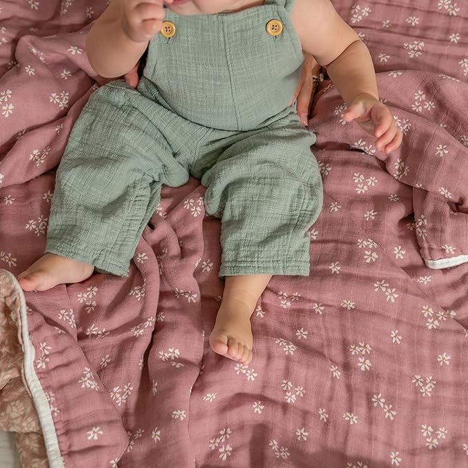 aden + anais Boutique Organic Dream Blanket, 100% Cotton Dream Blanket, Muslin Baby Blanket for Boys & Girls, Unisex Toddler Bedding, Newborn Crib Blanket, Nursery Essential, Heritage Floral