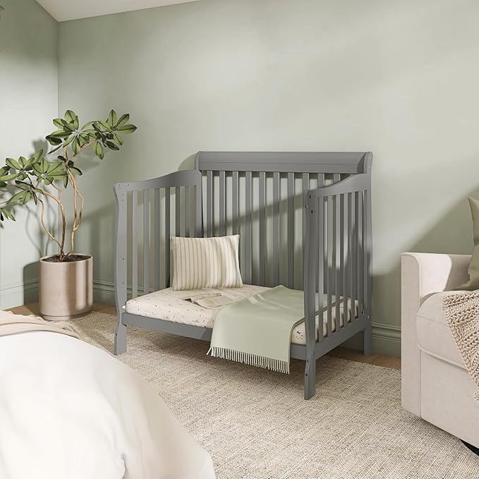 Dream On Me Chelsea 5-in-1 Convertible Full-Size Baby Crib in Steel Grey, GreenGuard Gold & JPMA, Pinewood, 4 Mattress Heights, Converts to Toddler, Day & Full-Size Bed, Modern Classic Nursery