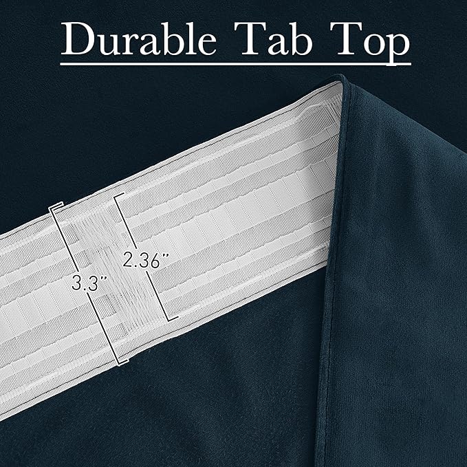 StangH Navy Blue Curtains 92 inches Long Super Soft Velvet Room Darkening Thermal Insulated Window Drapes Back Tab Luxury Decor for Dining Living Room, W52 x L92, 2 Panels