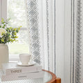 MEETSKY Curtains 63 Inches Long for Living Room Geometric Light Filtering Cotton Back Tab Curtains 2 Panels Printed Semi-Sheer Window Drapes Home Decorative Rod Pocket Drapes for Bedroom