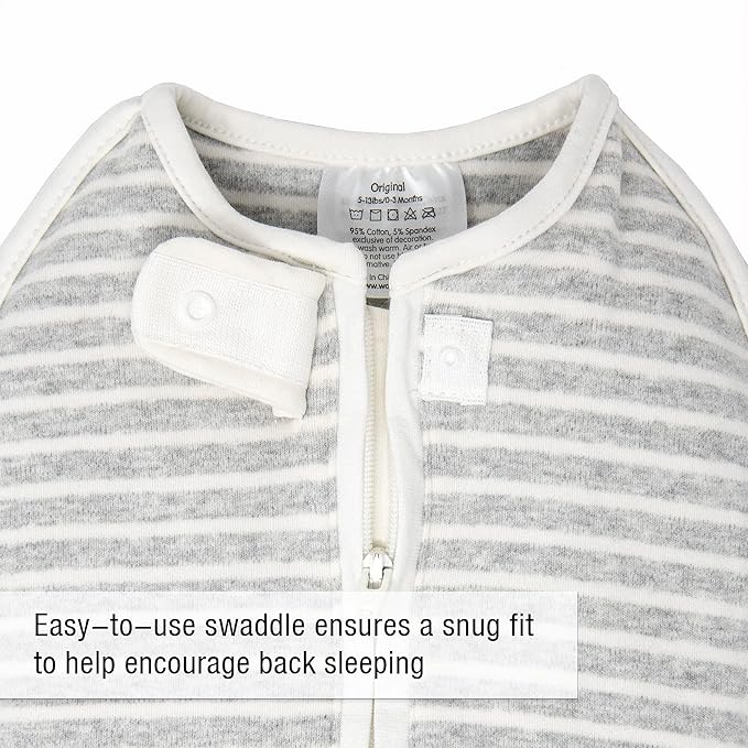 Woombie Original Baby Swaddling Blanket - Soothing, Cotton Baby Swaddle with Zipper - Wearable Newborn Blanket, Twilight Stripes, 14-19 lbs
