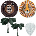 cosyLabels Macrame Nursery Decor: Safari Boho Baby Room Decor. Premium Jungle Wall Hanging with Hooks, Cotton Base. Lion, Monkey, 2x Palm Trees, Leaf