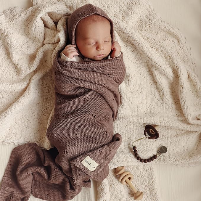 Luxury Organic Pointelle Receiving Blanket (Oatmeal)