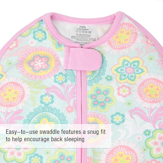 Woombie Original Baby Swaddle, Spring Fling, Big Baby 14-19 Pounds, 3-6 Months