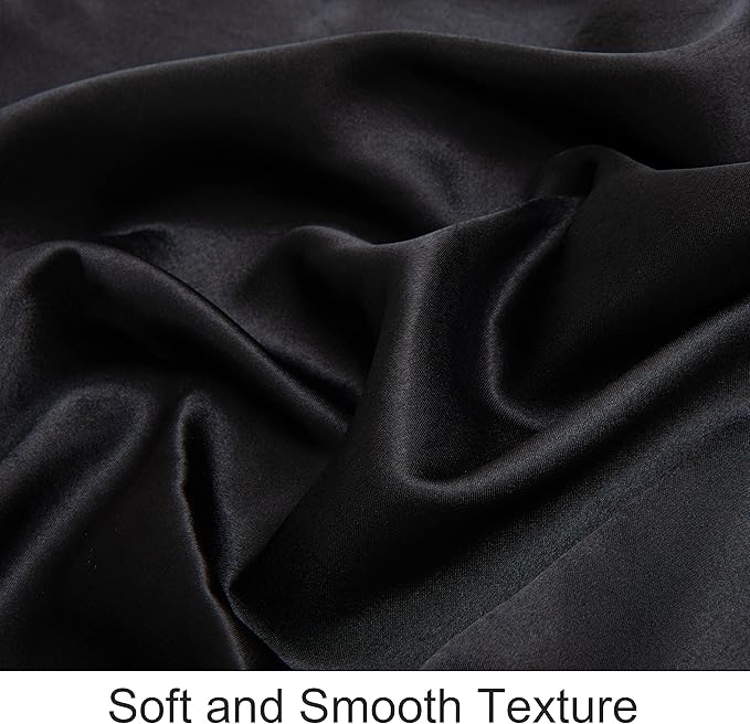 NTBAY Silk Satin Toddler Pillowcases, Small Pillow Case Pillow Cover 14x20 Inches with Envelope Closure, Soft and Silky Cooling Travel Pillow Covers for Nursery, Kids, Boys and Girls, Black, 2 Pack