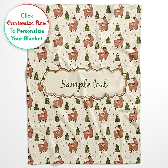 Custom Holiday Llama Blanket - Ships Next Day, Printed in USA - Warm Fleece or Sherpa Sofa Throw for Christmas,Fun Christmas Décor - Customizable Family Throws (Sherpa 50x60)