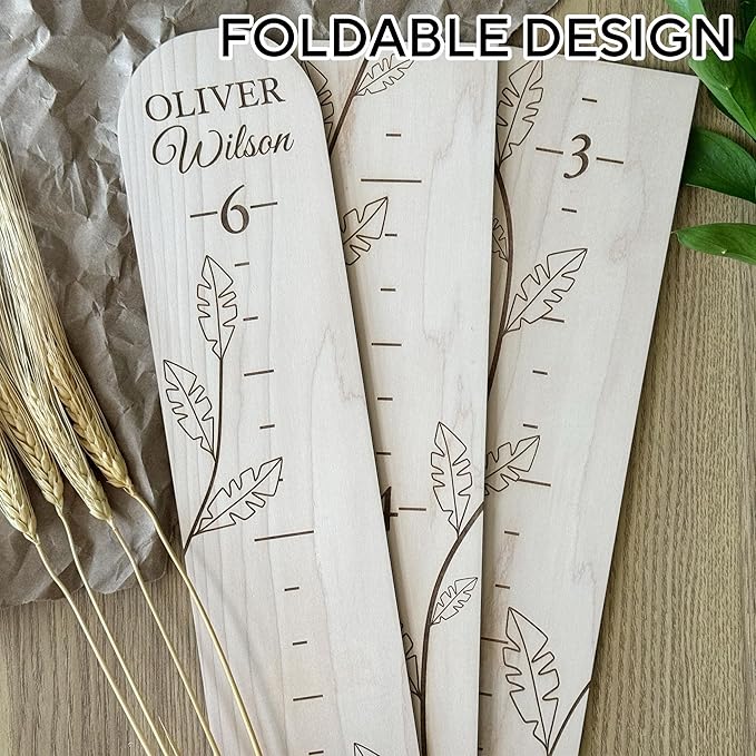 Personalized Jungle Growth Chart Wood - Engraved Growing Ruler Chart for Kids, Children Measuring Height Chart Baby Boy, Large Measuring Board Wooden, Animals Growing Wall Measurement, 2 Sizes