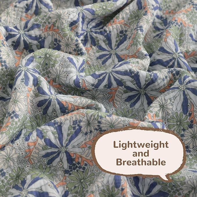 NTBAY 2 Layer Muslin Cotton Baby Swaddle Blanket, 30x40 Soft and Breathable Receiving for Newborns and Infants, Perfect for Crib, Stroller, Travel, Lightweight Nursery Blanket, Retro Floral Botanical