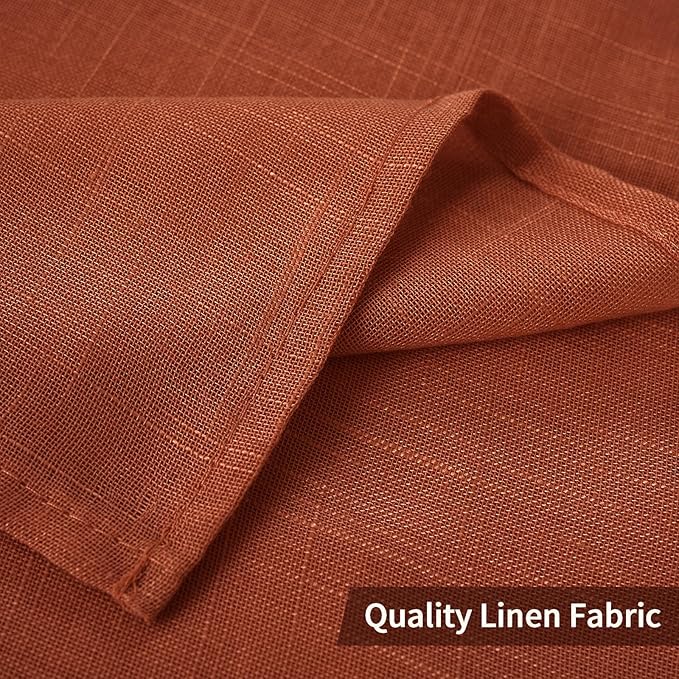 MIULEE Burnt Orange 2 Panels 84 Inch Long Farmhouse Linen Sheer Window Curtains Elegant Terracotta Rust Fall Autumn Drapes Grommet Top Linen Textured Voile for Bedroom Living Room (52 X 96 Inch)