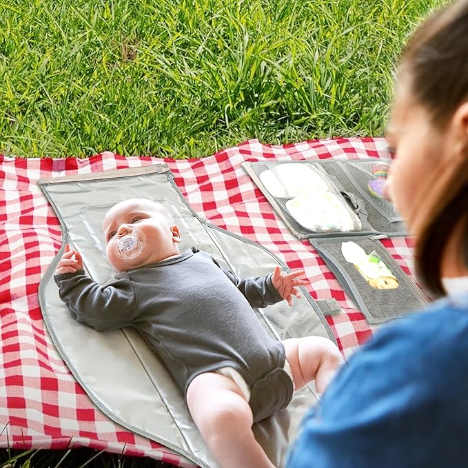 Portable Changing Pad for Baby – Soft, Comfortable Portable Diaper Changing Pad with Wipes Pockets, Waterproof and Easy to Clean – Baby Registry Search, new born baby essentials must haves, baby stuff