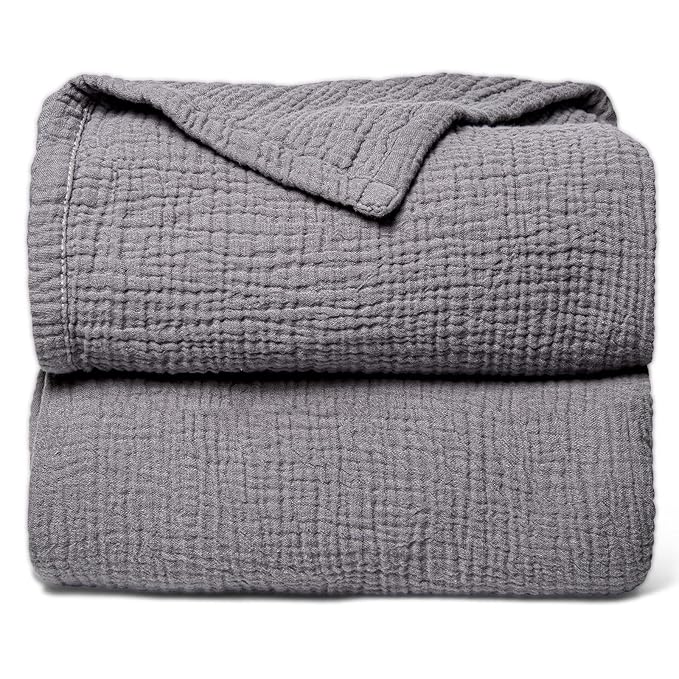 Lulu moon Muslin Quilt Blanket, Crib Blanket for Baby and Toddler,47x47 Inches(Gray)
