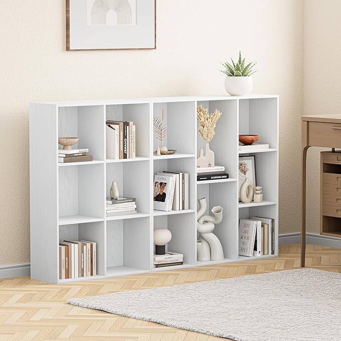 6 Cube Storage Organizer, Wooden Cube Shelves with Closed Back Panel, Reversible Bookcase, Cubes Closet Organizer for Home, Living Room, Kids Room, Office, Bedroom, Study, Hallway