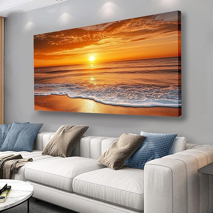 Yuaxker Beach Wall Art Modern Minimalist Wall Prints Aesthetic Artwork for Living Room Bedroom Dining Room Office Home Decor 24x48inch