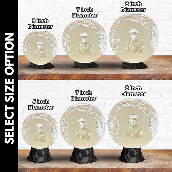 Personalized U.S Marine Retirement Moon Lamp with Custom Photo & Text - Custom USMC Moon NightLight | Military Veteran Gift for Marines, Soldiers, Marine Corps & Service Members
