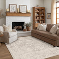 FMFUNCTEX 4x6 Washable Area Rug Neutral Vintage Beige Distressed Non Slip Low Pile Traditional Indoor Carpet for Living Room Bedroom Soft Retro Mat Throw Rug for Dining Office Kitchen Dorm Entryway