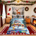 Lovely Snowman Kids Comforter Set Full Size,Xmas Colorful Lanterns Snowflake Bedding Set,Girls Boys Room Decor,Winter Merry Christmas Quilt Comforter,Rainbow Duvet Set Bedroom Quilt Set,2 Pillowcases