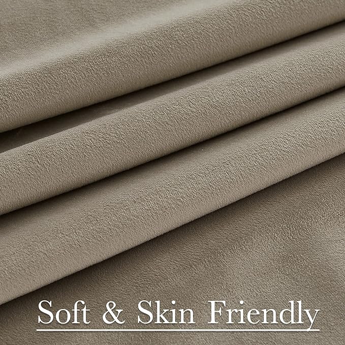 StangH Camel Beige Velvet Curtains 132 inches Long High Ceiling Tall Curtains Back Tab Thermal Insulated Window Door Drapes for Living Dining Room Office, W52 x L132, 2 Panels