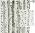 MEETSKY Sage Green Curtains 95 Inches Length 2 Panels Boho Curtains for Living Room Light Filtering Patterned Drapes for Bedroom Linen Style Back Tab Leaf Print Window Treatment, 50” Wide Each Panel