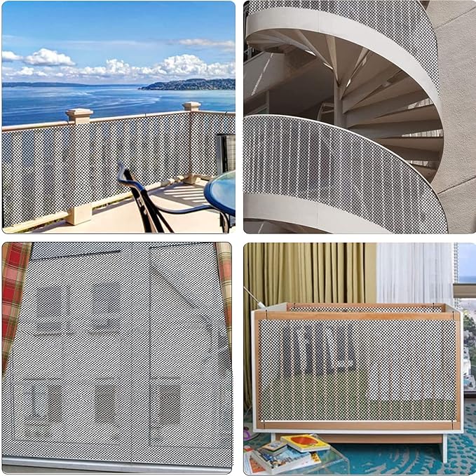 Child Safety Net, Durable Banister Guard for Baby Safety Stairs Railing Balcony Cribs, Banister Stair Mesh Baby Proofing, Easy to Install Stair Netting for Kids, Pets, Toys - (10ft Lx3ft H) Black