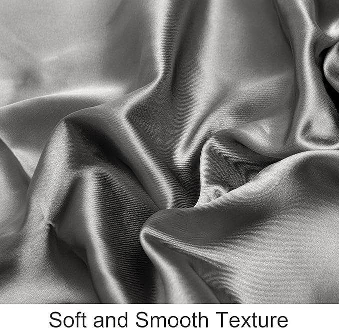 NTBAY Silk Satin Toddler Pillowcases, Small Pillow Case Pillow Cover 14x20 Inches with Envelope Closure, Soft and Silky Cooling Travel Pillow Covers for Nursery, Kids, Boys and Girls, Grey, 2 Pack