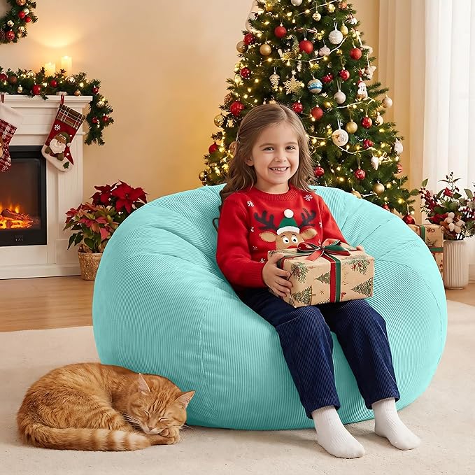 Nobildonna Bean Bag Chair Cover (No Filler) for Kids and Adults,Beanbag Stuffed Animal Storage Without Filling Plush Toys Holder and Organizer Soft Premium Corduroy 200L