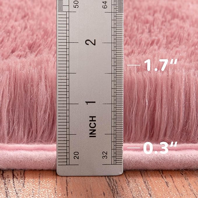 Round Fluffy Carpet 6FT Blush - Super Soft Circle Rug for Kids Room - Shaggy Circular Rug for Nursery