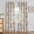 MYSKY HOME Floor to Ceiling Linen Floral Curtains 95 Inch Length 2 Panels Set Semi Sheer Light Filtering Farmhouse Flower Print Patterned Window Grommet Curtains for Living/Dining Room, Yellow, 2 Pcs