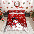 Manfei Snowman Duvet Cover Set Twin Size, Snowflake Balloon Xmas Decor Comforter Cover with 1 Pillowcase, Christmas Red Bedding Set 2pcs for Kids Boy Girls Lightweight Bedspread Cover,No Comforter