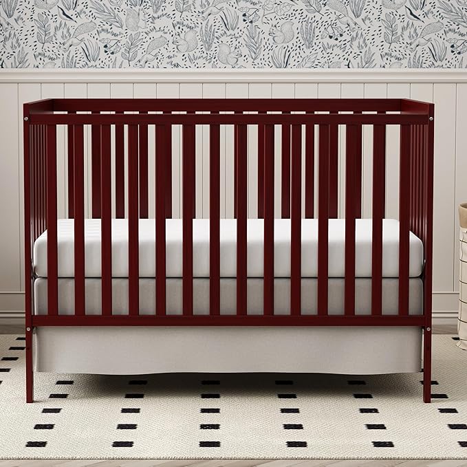 Baby Crib 5-in-1 Convertible, Wooden Nursery Cribs Converts to Toddler Bed, Daybed and Full Size Bed, 3 Adjustable Base, Non-Toxic Finish