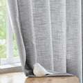 FMFUNCTEX Linen Semi Sheer Grey Curtains for Bedroom Living Room, Gray Curtain Panels 84 Inches Long Sheer Linen Textured Window Drapes Farmhouse Light Filtering 2 Panels Rod Pocket