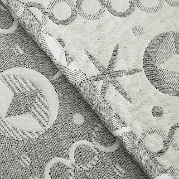 NTBAY 3 Layer Toddler Blanket, Muslin Cotton Jacquard Bed Blankets, Lightweight Thermal Baby Blanket, Super Soft and Warm Crib Blanket for All Seasons, Decoration Gift, 30"x40", Grey Starfish