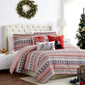 Southshore Fine Living, Inc. Christmas Comforter Set, Twin Size Holiday Bedding Set 5-Piece Cute & Cozy Comforter w/Throw Pillows & Shams, Twin/Twin XL Reversible Red Checkered Over Snowflake Print