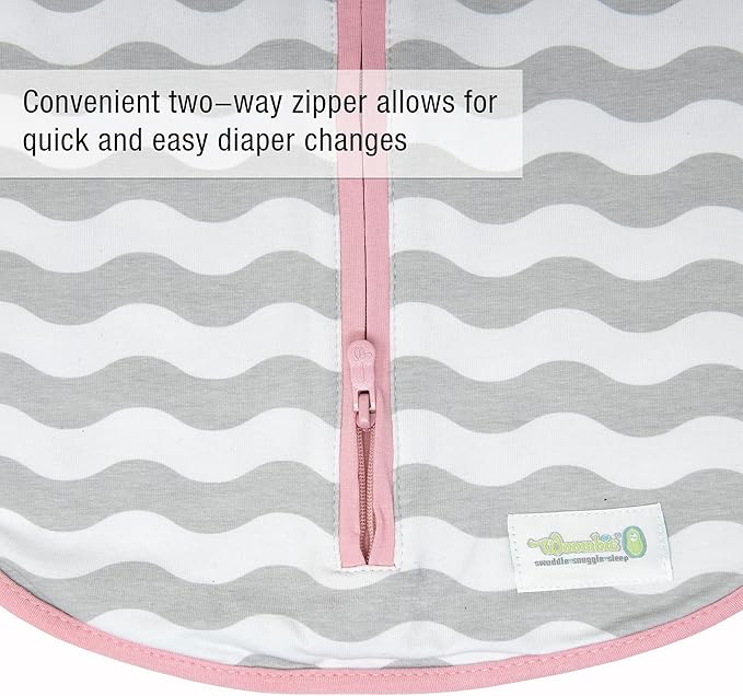 Woombie Original Baby Swaddling Blanket - Soothing, Cotton Baby Swaddle with Zipper - Wearable Newborn Blanket, Mod Waves, 5-13 lbs