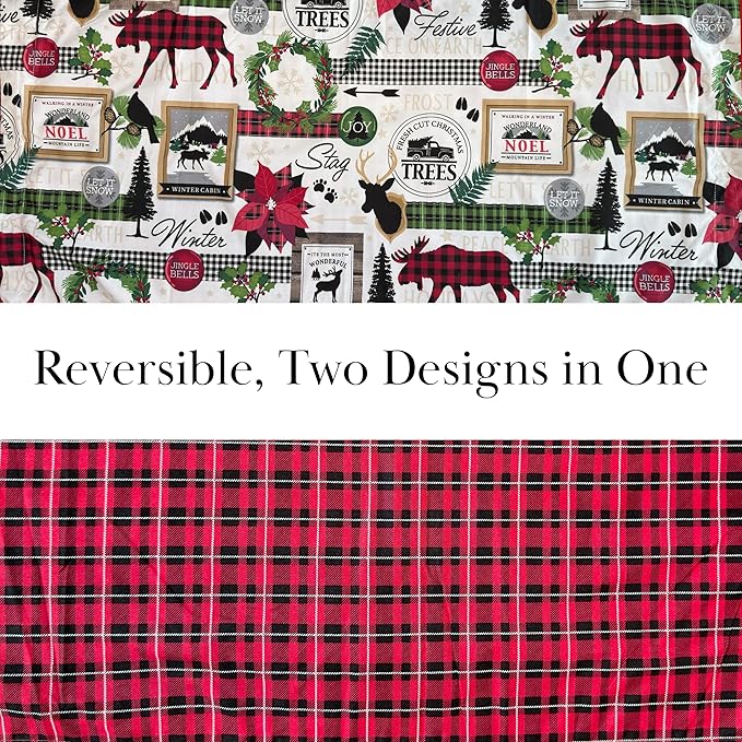Southshore Fine Living, Inc. Merry Town Christmas Comforter Set, King/Cal King Size Christmas Bedding Set, 6-Piece w/Shams & Holiday Throw Pillow; Reversible Red Plaid Comforter & Rustic Cabin Print