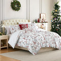 Southshore Fine Living, Inc. 6-Piece Christmas Comforter Set Queen, Reversible Christmas Bedding, Winter Comforter Queen/Full, 3 Throw Pillows, 2 Shams, Holiday Bedding, Red & Grey, Merry & Bright