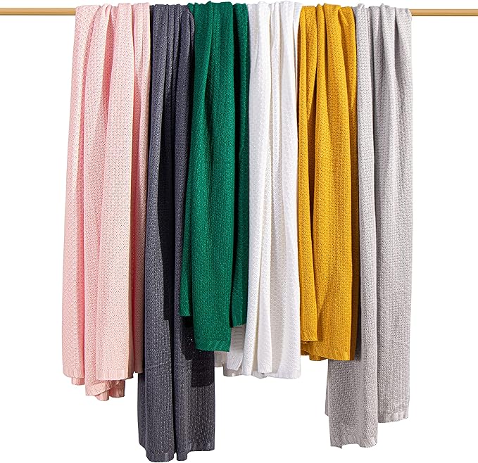 NTBAY Cable Knit Cooling Bed Blanket, Soft and Breathable Oversized Twin Bed Blanket 60x80 Inches Made from Rayon Derived from Bamboo for Bedroom, Travel, Pink