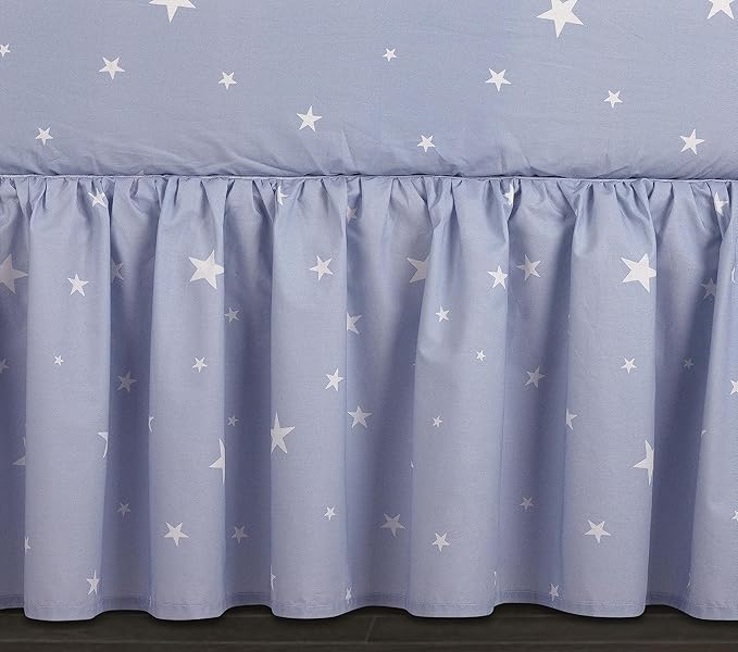 Bedward 100 Percent Cotton (Excluding Quilt Filling) 3 Piece Baby, Toddler Crib Bedding Set ; Includes Fitted Sheet, Bed Skirt and Comforter Quilt for Nursery (Stars) 100C20213