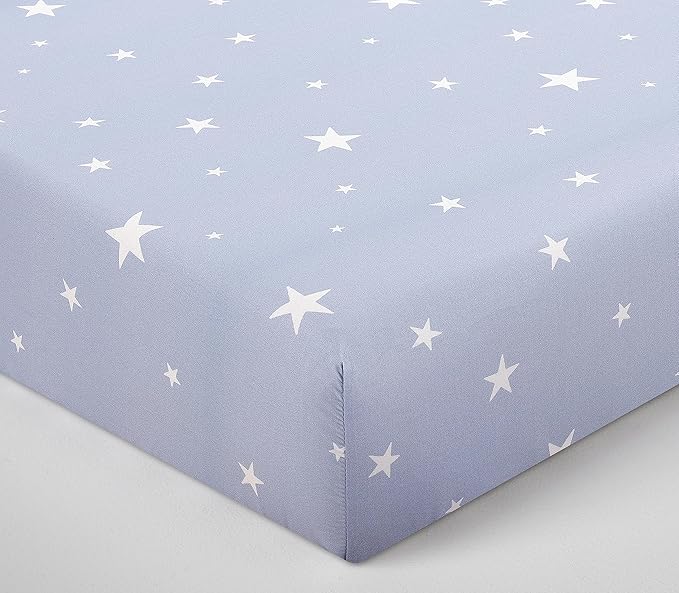 Bedward 100 Percent Cotton (Excluding Quilt Filling) 3 Piece Baby, Toddler Crib Bedding Set ; Includes Fitted Sheet, Bed Skirt and Comforter Quilt for Nursery (Stars) 100C20213