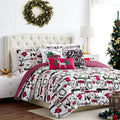 Southshore Fine Living, Inc. Merry Town Christmas Comforter Set, King/Cal King Size Christmas Bedding Set, 6-Piece w/Shams & Holiday Throw Pillow; Reversible Red Plaid Comforter & Rustic Cabin Print