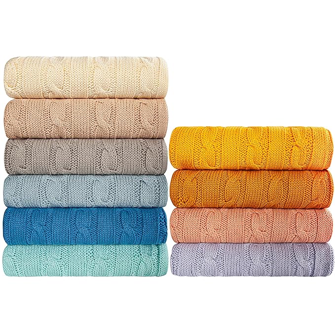 NTBAY 100% Pure Cotton Cable Knit Toddler Blanket, Super Soft Warm Breathable 30x40 Baby Blanket for Crib, Stroller, Nursery, Travel, Newborn, 30x40 Inches, Azure Blue