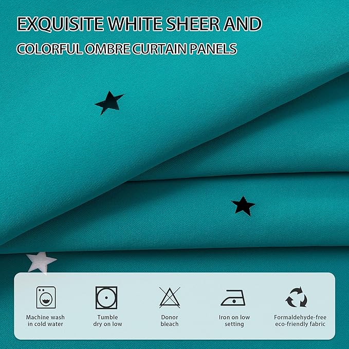 XiDi Black Out Curtains for Girls Bedroom Decor, Unicorn Curtains for Kids Room, Blackout Curtains for Living Room 63 inchs Long 52 inches Wide 2 Panel Teal