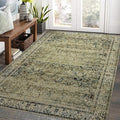 Olive and Tan Boho Front Door Mat for Indoor Entrance Washable Non Slip Cute Vintage Floral Aesthetic Area Rugs for Entryway Entry 4x6