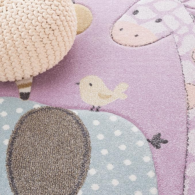 SAFAVIEH Carousel Kids Collection Runner Rug - 2' x 8', Purple, Animal Design, Easy Care & Non-Shedding, Ideal for High Traffic Areas for Boys & Girls in Playroom, Nursery (CRK120V-28)