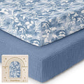 Yoofoss Muslin Pack and Play Sheets Fitted, Organic Mini Crib Sheets for Boys Girls, Playard Sheet Compatible with Pack N Play Mattress, Soft, Breathable and Durable 38"x26"