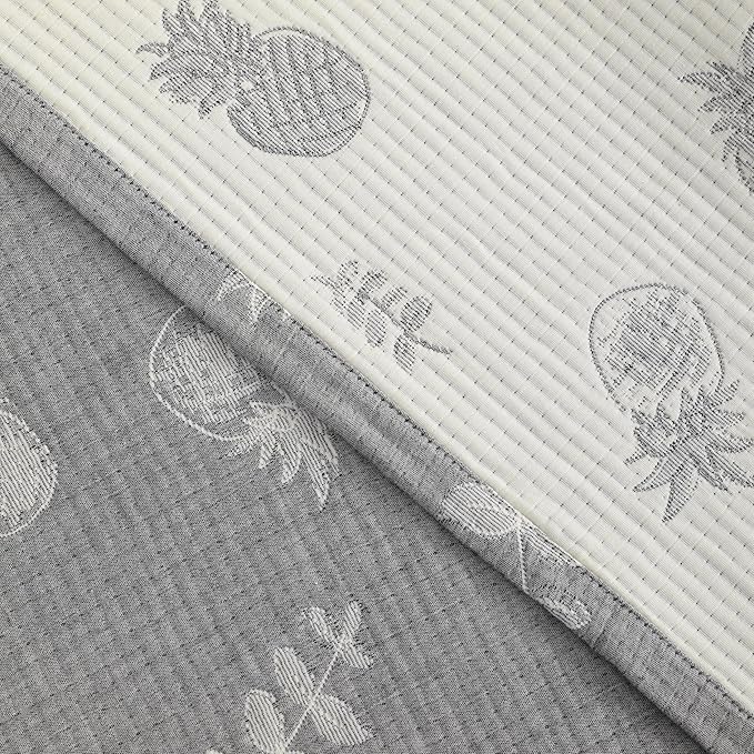 NTBAY 3 Layer Oversized Muslin Cotton Toddler Blanket, 45x60 Inches Jacquard Reversible Nursery Bed Blanket, Super Soft and Thermal Crib Blanket for All Seasons, Baby Gift, 45"x60", Grey Pineapple